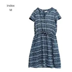 【index】小花柄 ワンピース ネイビー フラワー柄 M 1273