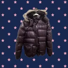 ユニクロ UNIQLO ダウンジャケット フード ファー付き 紺 XL