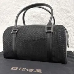 印傳屋 インデンヤ ミニボストンバッグ フォーマル 鹿革 底鋲 ブラック