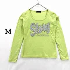 イング 長袖 カットソー 黄緑 M スパンコール 綿100％ 新品 可愛いのサムネイル