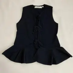 ☆アベニエール エムプルミエ パールジレ トップス 38 ネイビー