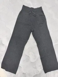 ユニクロ　ウォッシャブルニットリブパンツ L 　ダークグレー