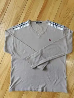BURBERRY BLACK LABEL ベージュ Vネックカットソー　ロンt
