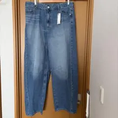 新品タグ付きGU バレルレッグジーンズ6S BLUE デニム 3XL 丈長め