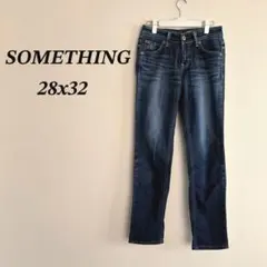 【美品】SOMETHING デニム 28×32 濃紺 エドウィン ジーンズ 美脚