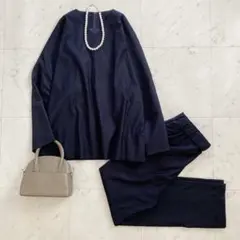 美品　ミラオーウェン　構築プルオーバーテーパーパンツセットアップ　ネイビー