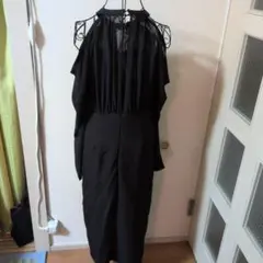 ブラック オフショルダー ロングワンピース ドレスNO18のサムネイル