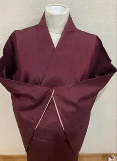美品　ボルドー、ワインレッド ラメ　シンプル 小紋 袷着物