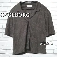 極美品 INGEBORG 花柄 半袖 オープンカラーシャツ ブラウス ショート丈のサムネイル