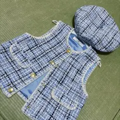 ツイード ベスト ベレー帽 セット