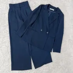 ナチュラルビューティーベーシック スーツ セットアップ ダブル 洗えるネイビー