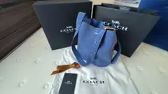 coach コーチ バケット バッグ ブリーカー スエード ブルー - メルカリ