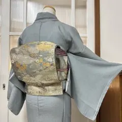 岩*丘様 袋帯　六通　正絹　古典柄　花尽くし　金銀糸　雪輪　全長434幅31