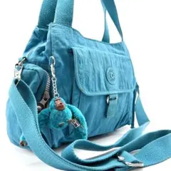 KIPLING　ショルダーバッグ　2way　ナイロン　ブルー　斜め掛け