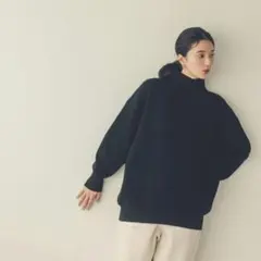北欧、暮らしの道具店「冬コーデに迷わない」あったかウールのミドル丈ニット 黒
