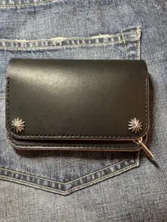 ショートトラッカーウォレット　丘染め　茶芯　アメカジ　スタッズ