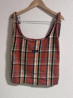 【美品】beams トートバッグ　チェック　オレンジのサムネイル