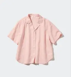 ユニクロ　リネンブレンドオープンカラーシャツ　M