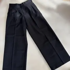 ブラックワイドパンツ プリーツ入り ゴムウエスト