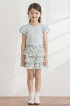 タルティーヌエショコラ 130cm 袖フリルTシャツ