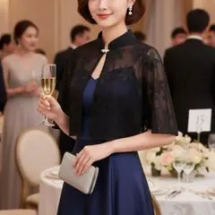 レース ボレロ ショール ケープ パーティー フォーマル 黒 ボレロ