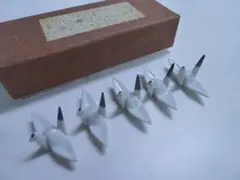☆彡未使用　鶴　箸置き　５個　ツル　陶器