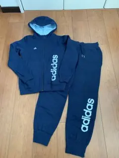 最終価格　美品！アディダス　スウェット上下　ネイビー　裏起毛　姉妹　150