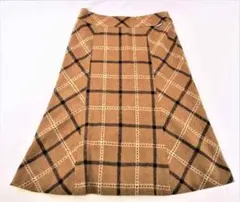 AIGLE ひざ丈 フレアースカート 茶系 チェック柄 M 古着  HI-2