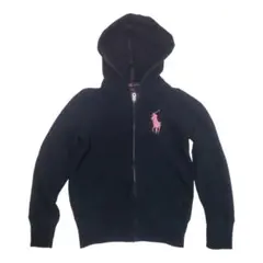 ラルフローレン キッズ フルジップパーカー 130 ブラック 黒　裏起毛