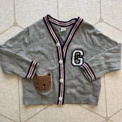 GAP グレー カーディガン クマ刺繍 2years