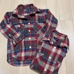 BACK NUMBER チェック柄 長袖シャツ 100・120 2枚セット