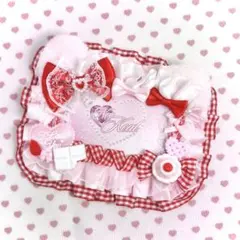 専用　ハンドメイド　名札ケース　名札デコ　猫耳　猫　ぬい服　ナース　オムライス 猫耳❤︎デコ名札ケース】ネームプレートリボンデコグレー水色ナース