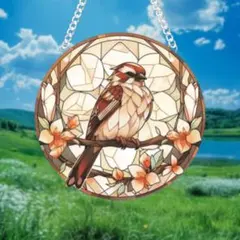 サンキャッチャー 壁掛け飾り ステンドグラス 鳥 雀 インテリア