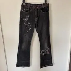 メゾピアノ 平成レトロ　デニム　パンツ　140cm 刺繍　ブーツカット　フレア