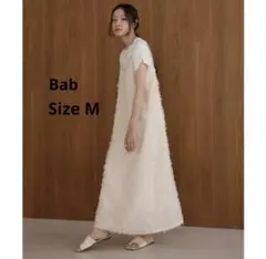 Bab ノースリーブワンピース　シャギージャガードキャミワンピース　M リネン
