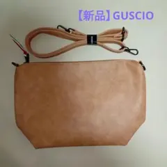 【GUSCIO】新品 ショルダーバッグ　シンプ　美品　キャメル　合成皮革