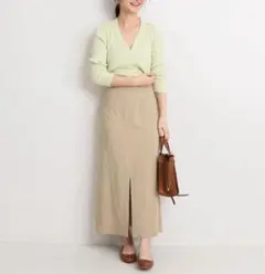 リネン混サイドポケットタイトスカート
