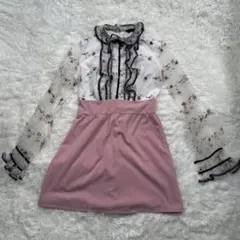 sister jane ワンピース シースルー レース 花柄 ピンク スカート