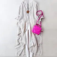 美品△定価2.4万△ATONエイトン//コットンロングカーディガン△シアー