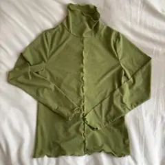 シアー　トップス　長袖　グリーン　緑