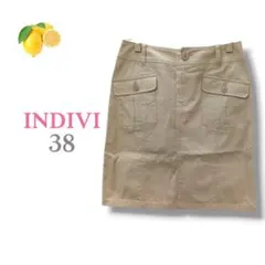 12『インディヴィ』ミニタイトスカート グレージュ 春色【M】カジュアル