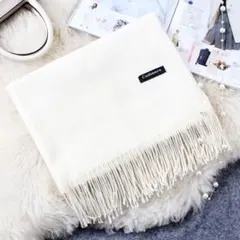 オフホワイト　大判マフラー ストール カシミヤ風　膝掛け レディース 薄手　韓国