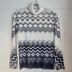 【レア・美品】PLEATS PLEASE ハイネック　カットソー　幾何学模様 極美品◇ PLEATS PLEASE ◇幾何学模様 プリーツハイネックカットソー