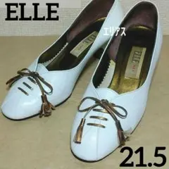 ELLE　パンプス　白色　革　日本製　サイズ表記４ ( 21.5㎝位 )のサムネイル