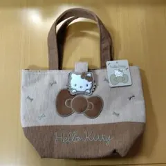 ハローキティ　ランチトートバッグ　コーデュロイ