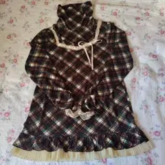 axesfemme チェック柄フリル付きタートルネック