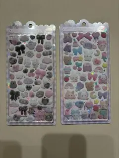 【2種セット】ふわふわドロップシール しろくろふわふわ フロッキー