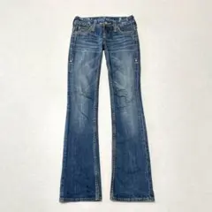 Y2K 平成ギャル スタッズ フレアデニム ベルボトム フェード グランジ