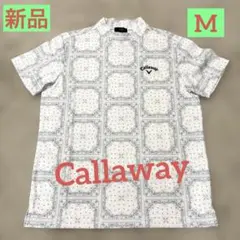 【新品】Callaway バンダナ柄 モックネック　半袖　ゴルフシャツ　M
