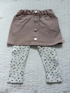 プティマイン ピンクスカートと花柄レギンススカパン　90